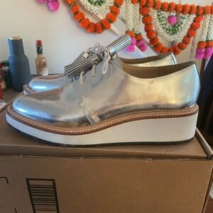 EVERYTHING MUST GO - Loeffler Randall Callie Oxfords Metallic Silver Platform